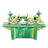 Chinese Ming dynasty, Egg and Spinach, Ceramic Table Scene