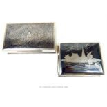 Two Thai sterling silver and nielo boxes