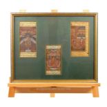 Three Mogul, hand painted pictures in a large frame