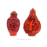Two Chinese cinnibar lacquer snuff bottles