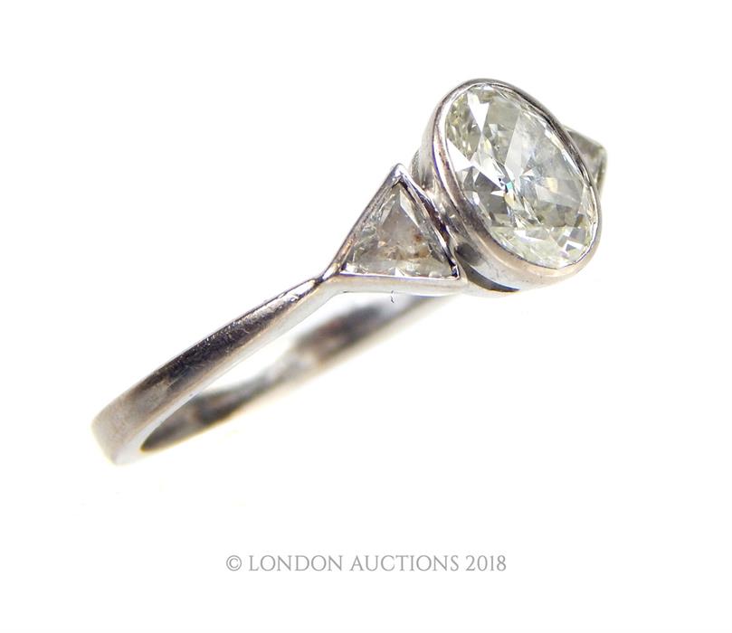 An 18 ct white gold, oval-shaped diamond ring - Image 2 of 3