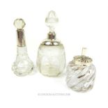 Three Glass and Silver Perfume Bottles