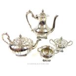 A sterling silver four piece tea and coffee set