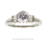 An 18 ct white gold diamond solitaire ring