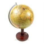 Interwar illuminated German Globe on stand.