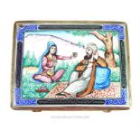 A Persian enamelled cigarette case