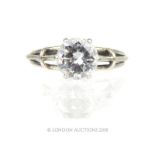 An 18 ct white gold, diamond solitaire ring