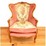 French Pink Velour Armchair