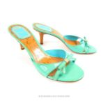 A pair of unused, Christian Dior, turquoise patent leather heels (Size: 38 1/2)