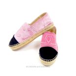 A pair of Chanel, unworn, velvet, espadrilles (Size: 37)