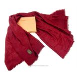 A boxed, Louis Vuitton, maroon-coloured, silk and wool, shawl