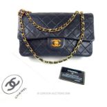 A Chanel, black, quilted leather handbag