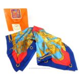 A packaged, un-worn, Hermes, silk scarf