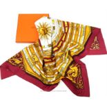 A boxed, Hermes, Zodiac silk scarf