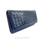 A Bottega Veneta, navy blue leather, wallet