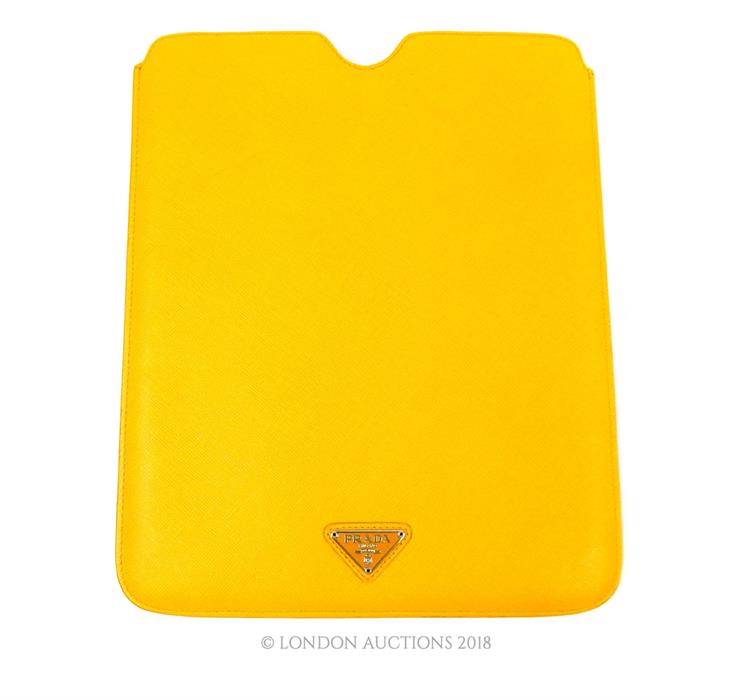 A Prada, mustard-yellow, leather Ipad case/cover - Image 2 of 2