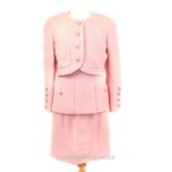 A Circa 1980's, Chanel, ladies, pink woollen, three-piece (Size 12)