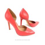 A pair of unworn, Arias Ibiza, pink leather, court shoes (Size 39)