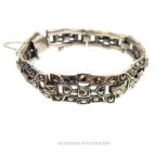 An Art Deco, sterling silver and marcasite-studded link bracelet