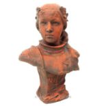 Terracottta Art Nouveau bust of Joan of Arc