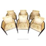 Six beige & wooden chairs