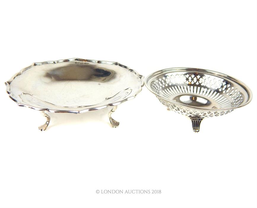 A sterling silver sweetmeat dish and another dish