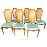 Set of six rattan back chairs