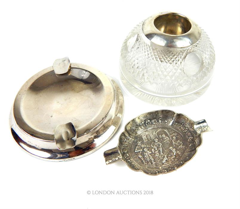 A Maltese sterling silver ashtray and other items