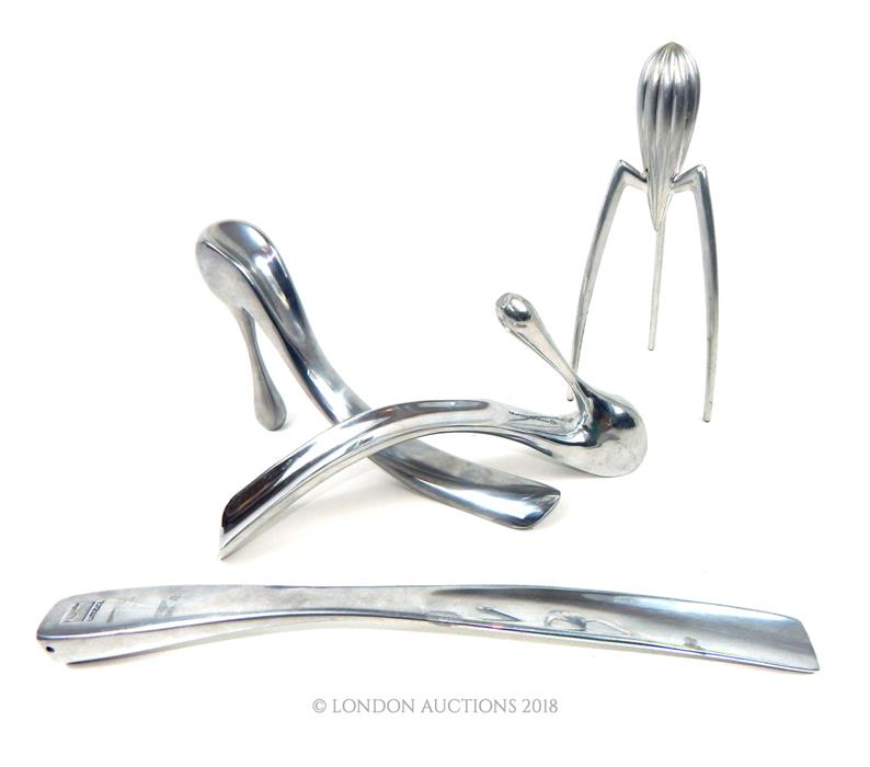 Designer aluminium items by Alessi and others