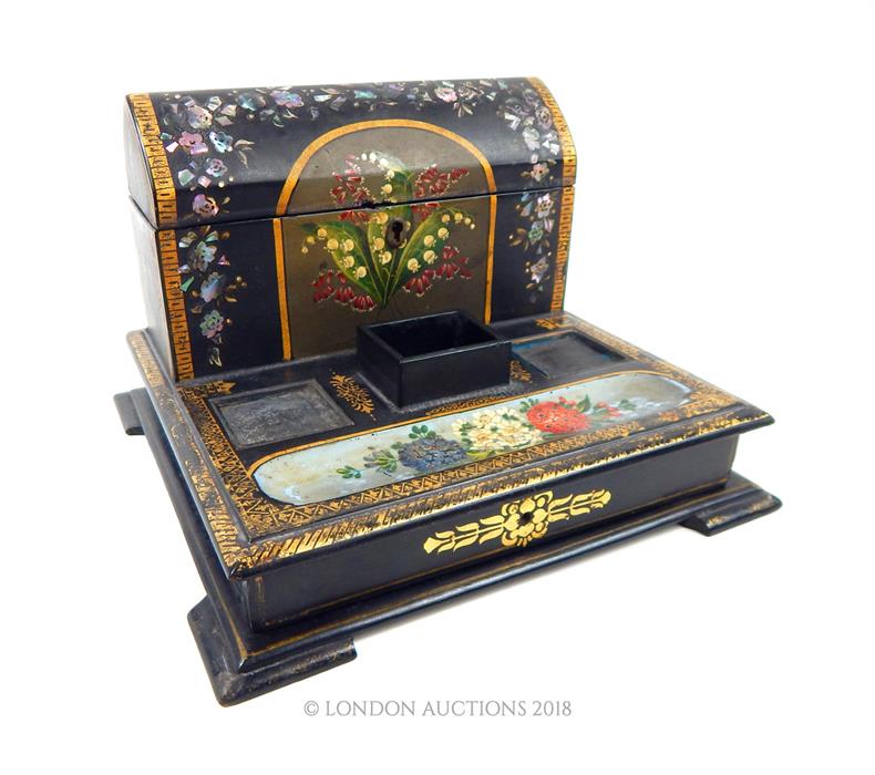 Victorian lacquered writing set