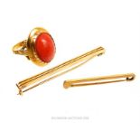 Gold coral ring with pins