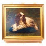 Oil on canvas of a Charles spaniel, 1959