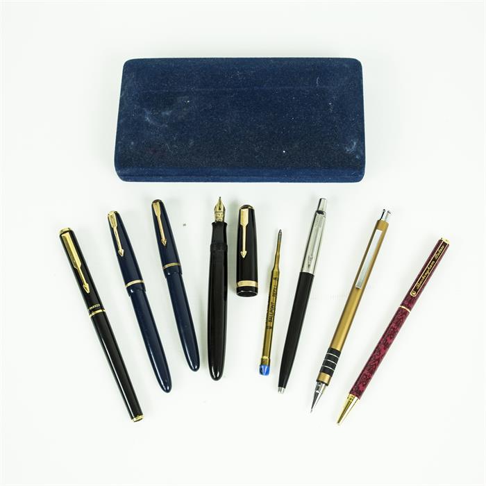 A collection of fountain pens to include examples by Parker