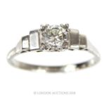 An 18 ct white gold, diamond, Art Deco-style ring (0.60 carats)