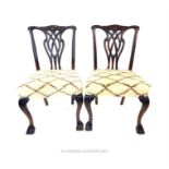 A pair of mahogany, Chippendale style side chairs