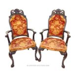 Pair Irish Chippendale style 19th Century armchairs