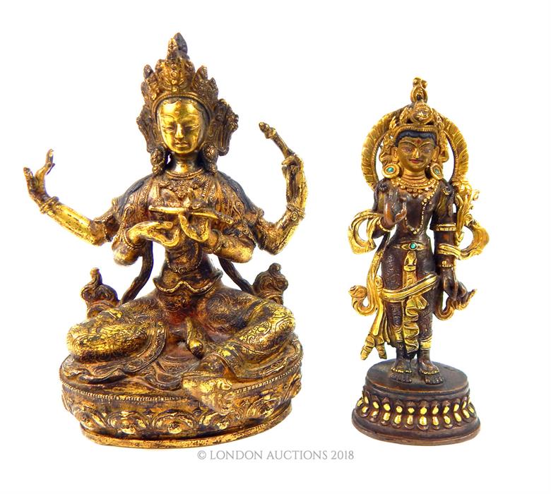 Two bronze and gilded Indian deities