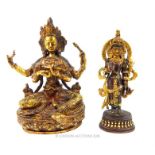 Two bronze and gilded Indian deities