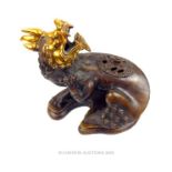 Chinese bronze mythical beast incense burner