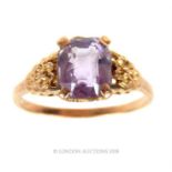 A 9 ct rose gold and amethyst ring