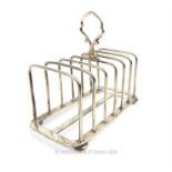 A sterling silver toast rack, Hukin & Heath