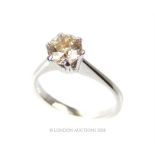 A 14ct white gold single stone stone diamond ring