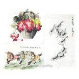 Three 20th Century hand-painted Chinese scrolls