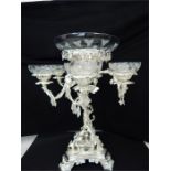 A large silver plated epergne centre piece