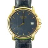 A gents Raymond Weil watch 9155 A 601321 with date aperture and gold plated case with black