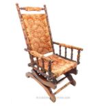 Antique, American turned wood rocking chair
