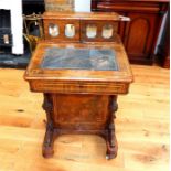 19th Century burr walnut davenport