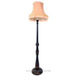 An early 20th century black lacquered and Chinoiserie, standard lamp