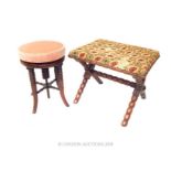 Two antique wooden stools