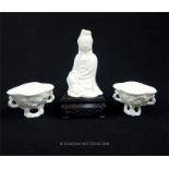 Blanc de Chine Guan Yin figure & two cups